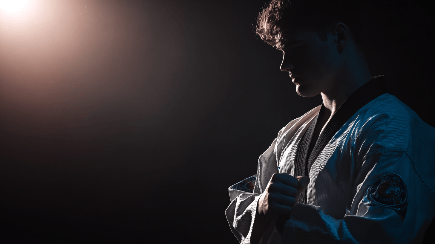 Atleta de taekwondo en posición de combate